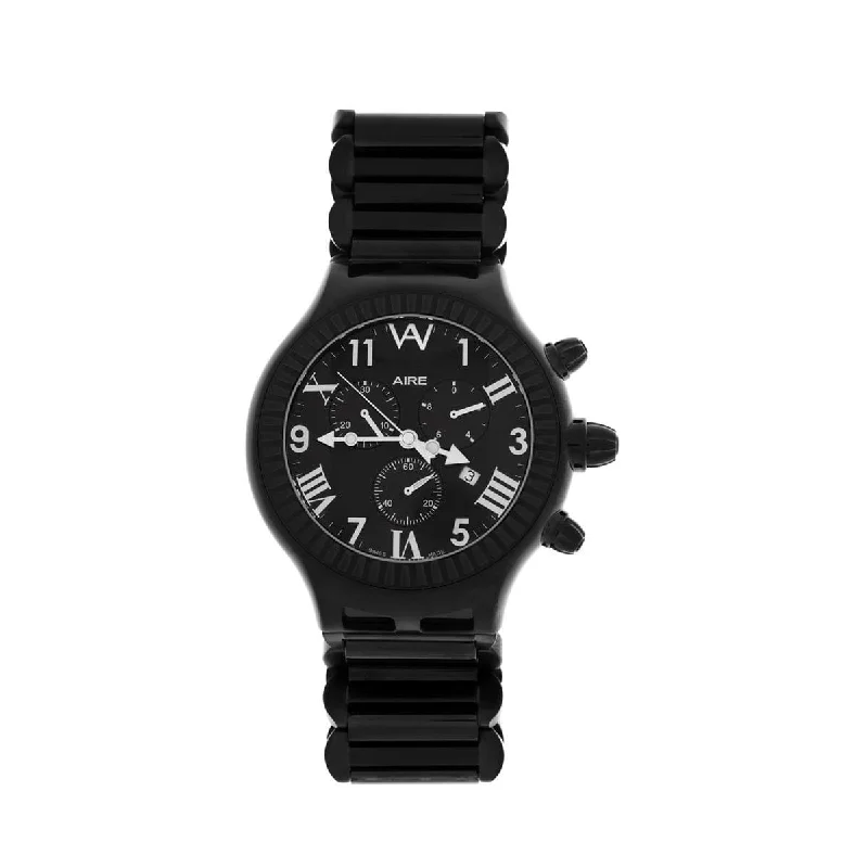 Watch - Aire Parlay Swiss Made Chronograph Quartz Over-Sized Black Watch For Men