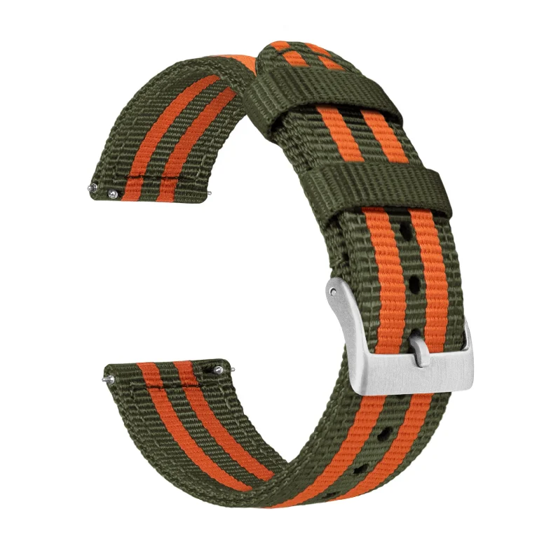 Army Green Orange Two Piece NATO® style Watch Band