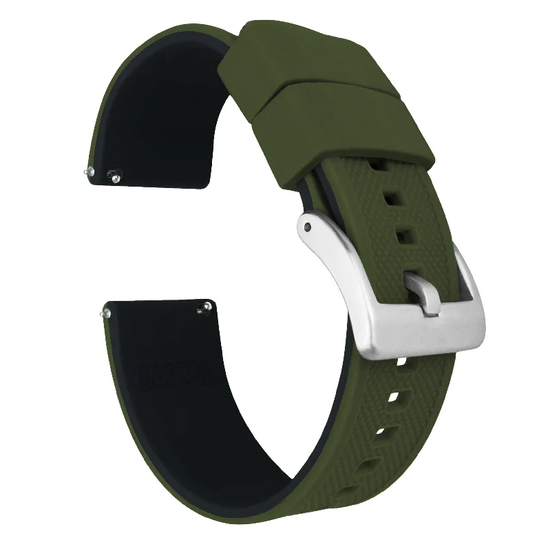 Army Green Top Black Bottom Elite Silicone Watch Band