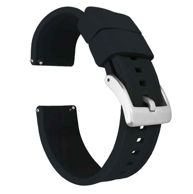 Black Elite Fkm Rubber Watch Band