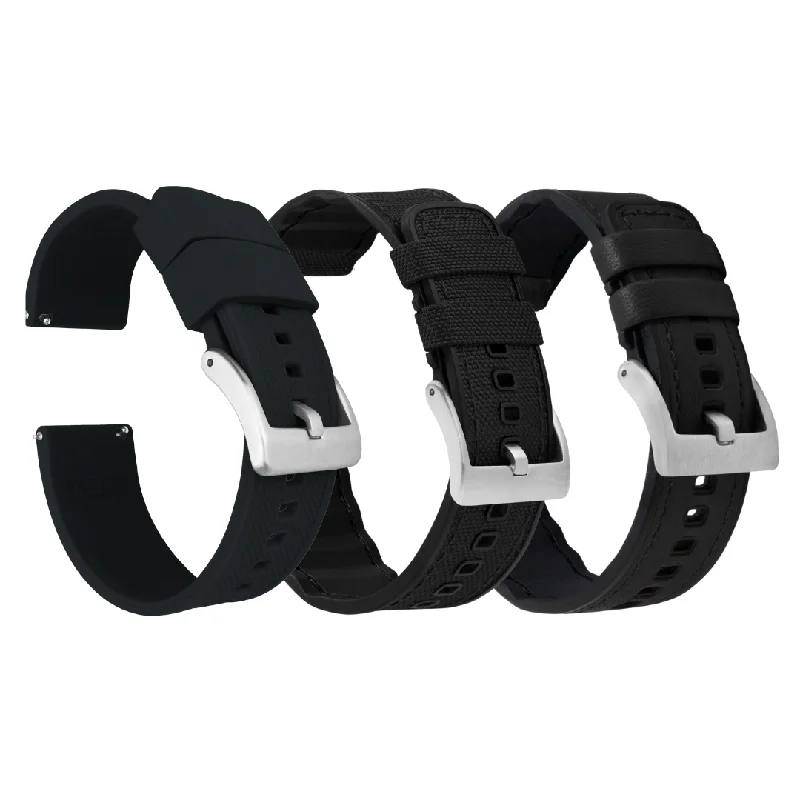 Silicone Black Adventure Seeker Watch Strap Bundle | 3 Watch Bands