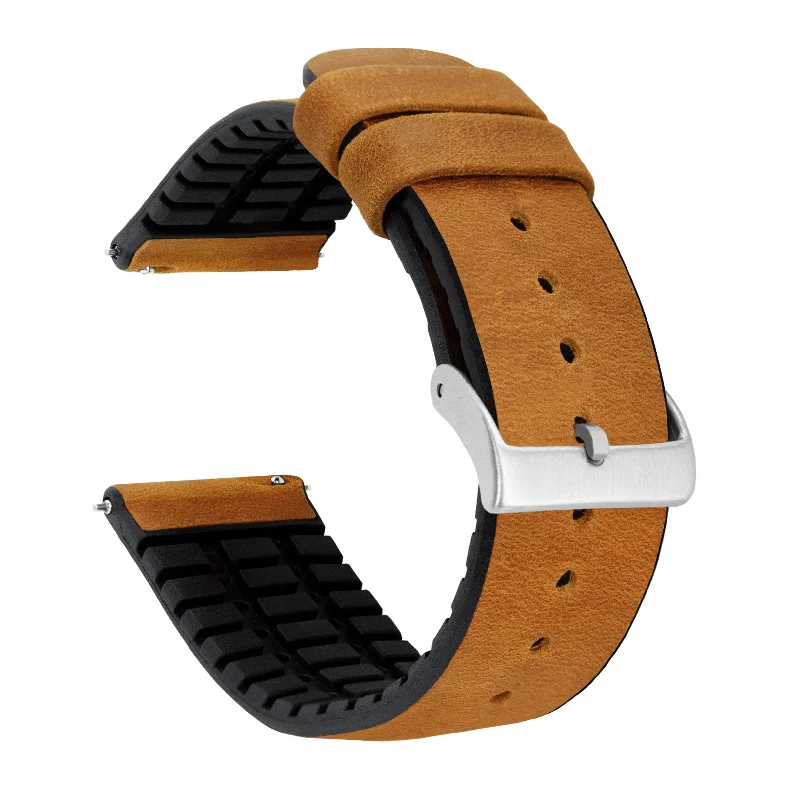 Cedar Brown Leather And Rubber Hybrid Watch Band (18mm - 24mm SALE)