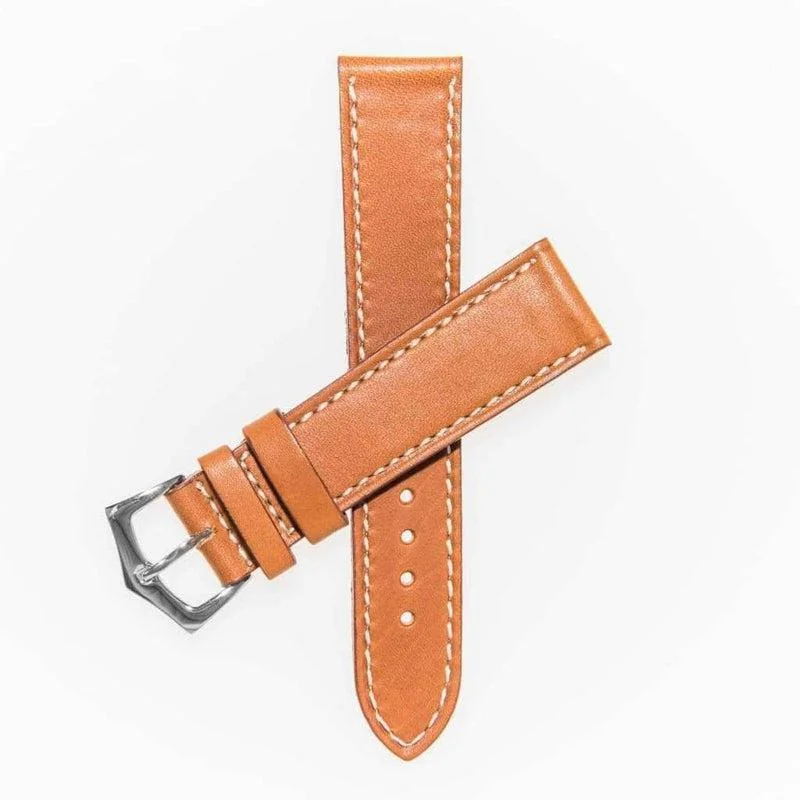 Cognac Barenia Leather Flat Watch Strap