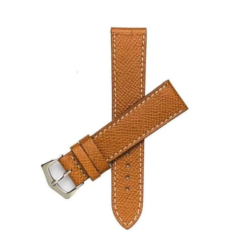 Cognac Epsom Leather Watch Strap