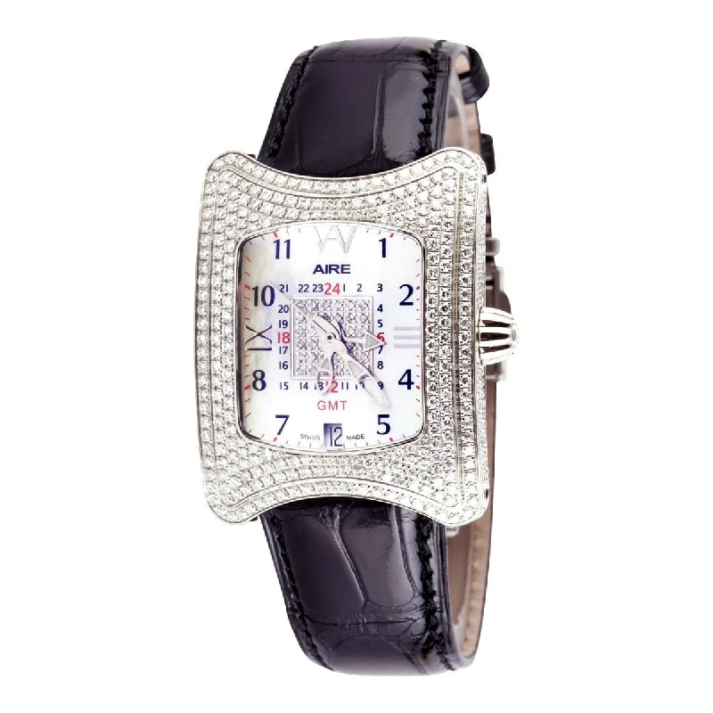 Watch - Aire Traveler II GMT Swiss Made Automatic Full Diamond Case Unisex Watch For Men And Women