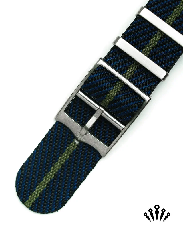 NATO Strap with Steel Buckle - Black, Navy & Green