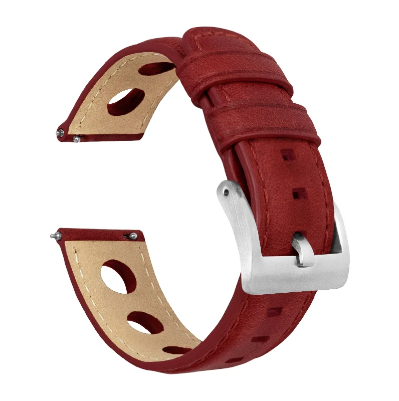 Crimson Red Rally Horween Leather Watch Band (18mm, 19mm, 21mm, 23mm, 24mm SALE)