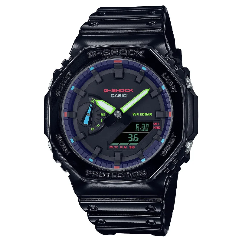 G-Shock Analog Digital 2100 Series - Black with Multi-Color Accents