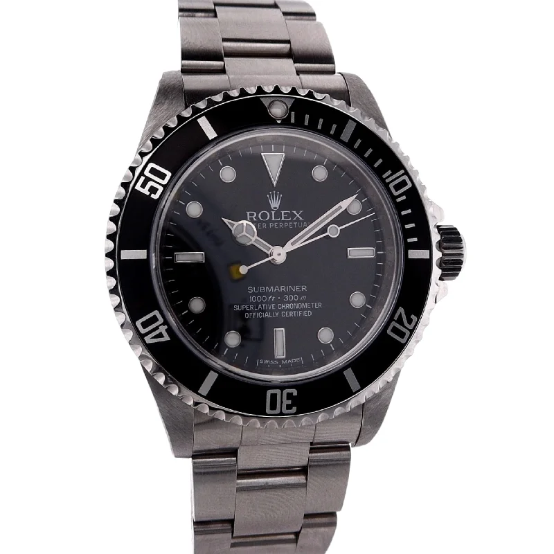 Estate Rolex Stainless Steel Oyster Perpetual Datejust Submariner Black Dial C.2010