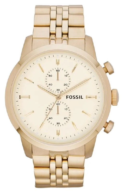 Fossil Gold Townsman Tone Stainless Steel Chronograph Men's Watch FS4856