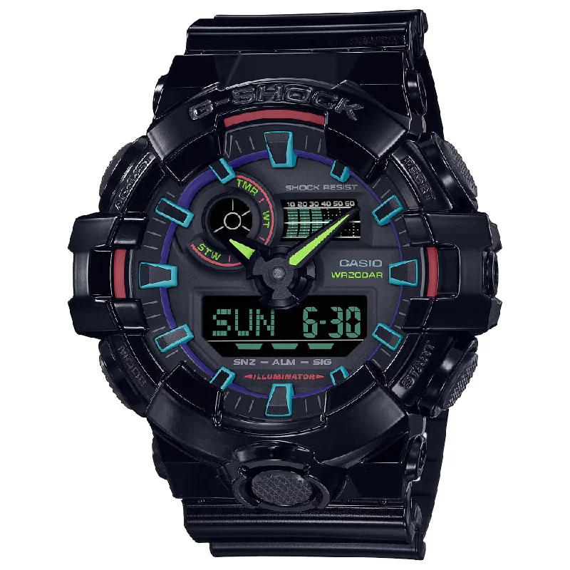 G-Shock Analog Digital GA-700 Series - Black with Multi-Color Accents