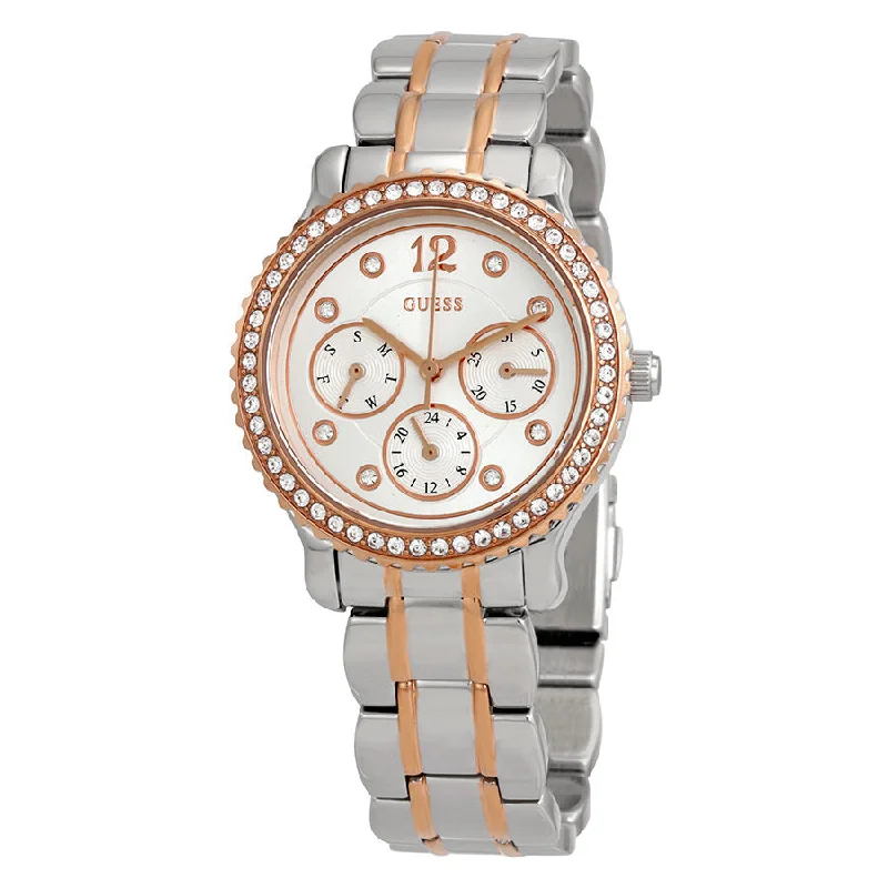 Guess Enchanting Silver Dial Ladies Multifunction Crystal Watch W0305L3