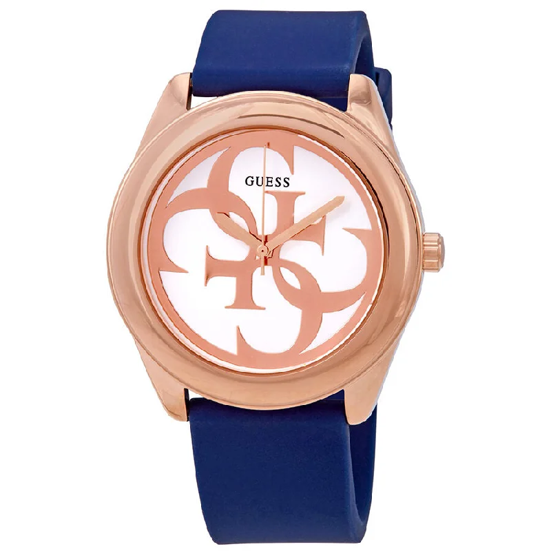 Guess G-Twist Silver Dial Blue Silicone Ladies Watch W0911L6