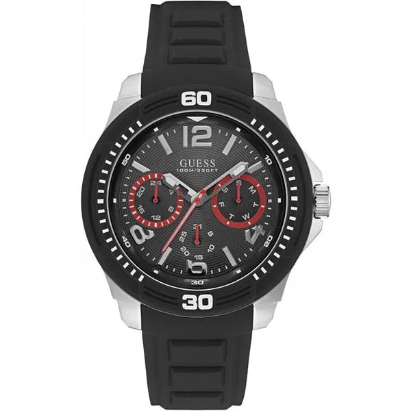 Guess Tread Black Silicon Strap Men's Watch W0967G1