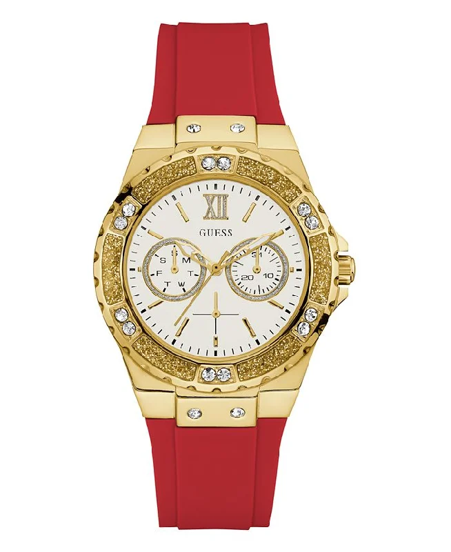 Guess Gold Tone Case Red Silicone Women's Watch GW0431L1