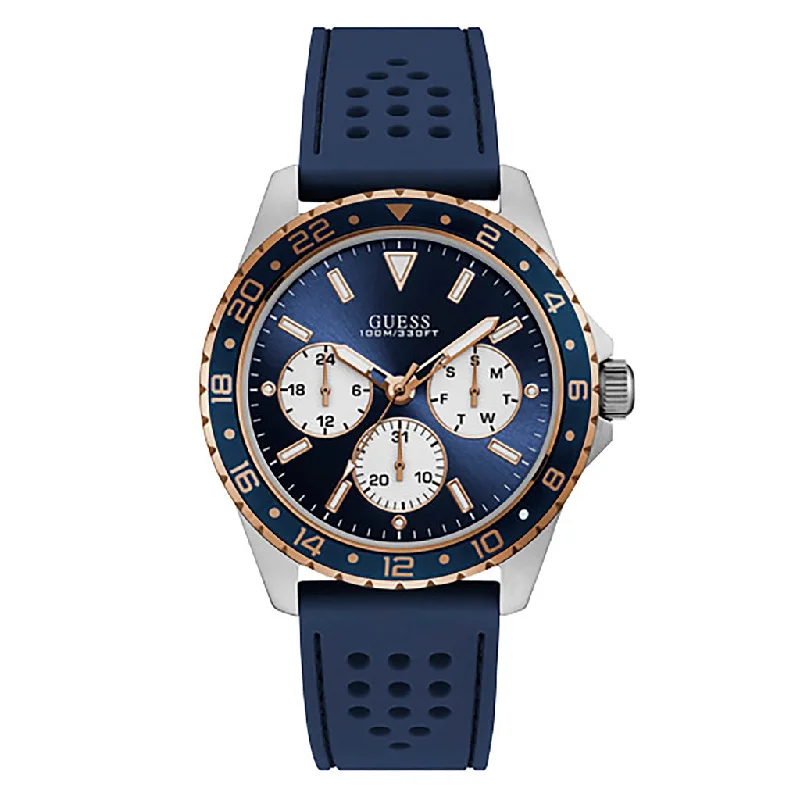 Guess Odyssey Quartz Navy Dial Navy Rubber Men's Watch W1108G4