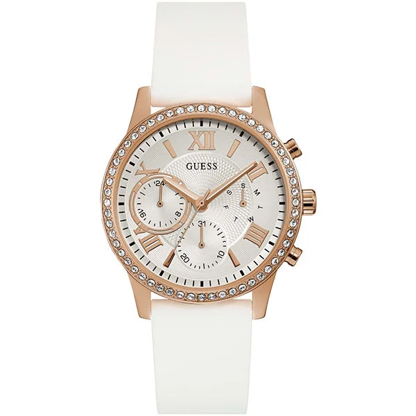 Guess Solar Rose Gold Rubber Strap Women's Watch W1135L1