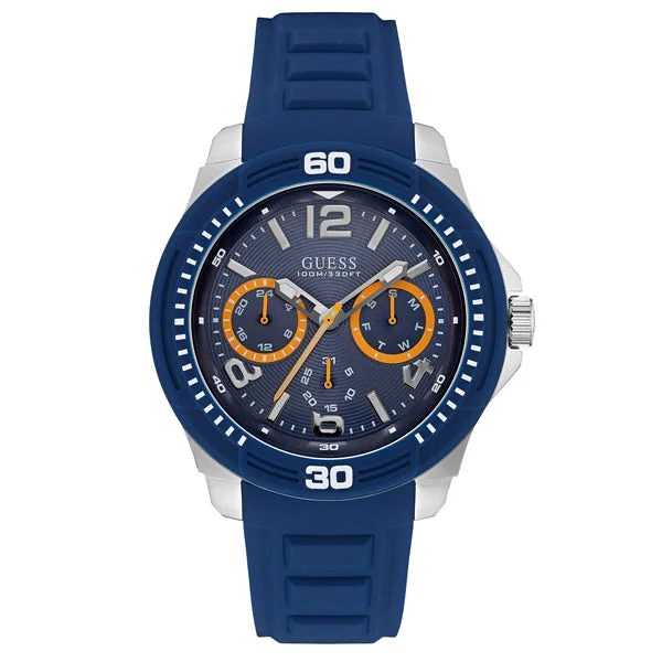 Guess Trade Blue Silicone Strap Men's Watch W0967G2