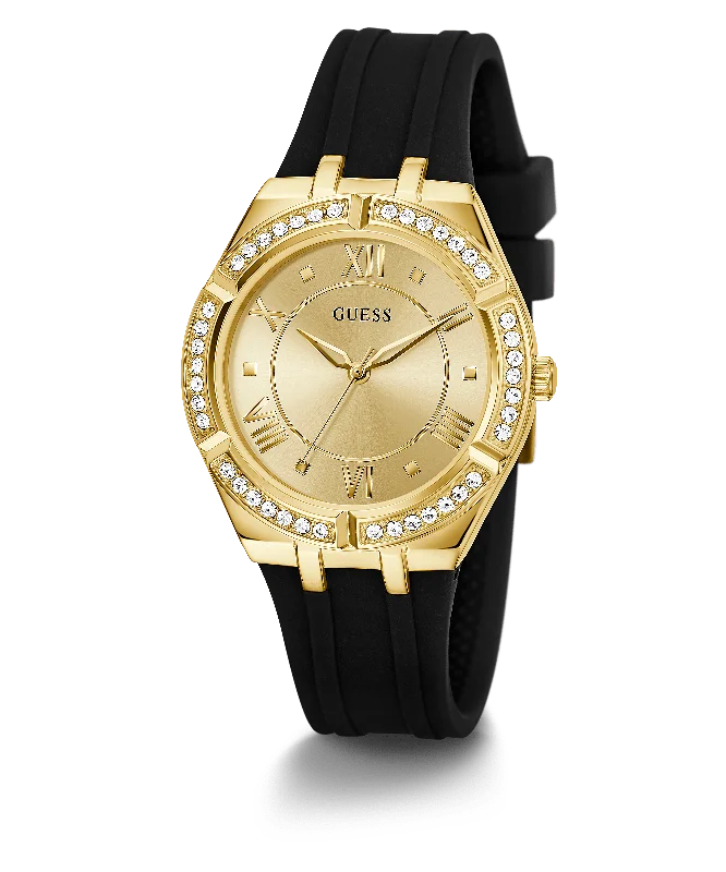 Guess Gold Cosmo Black Strap Women's Watch GW0034L1