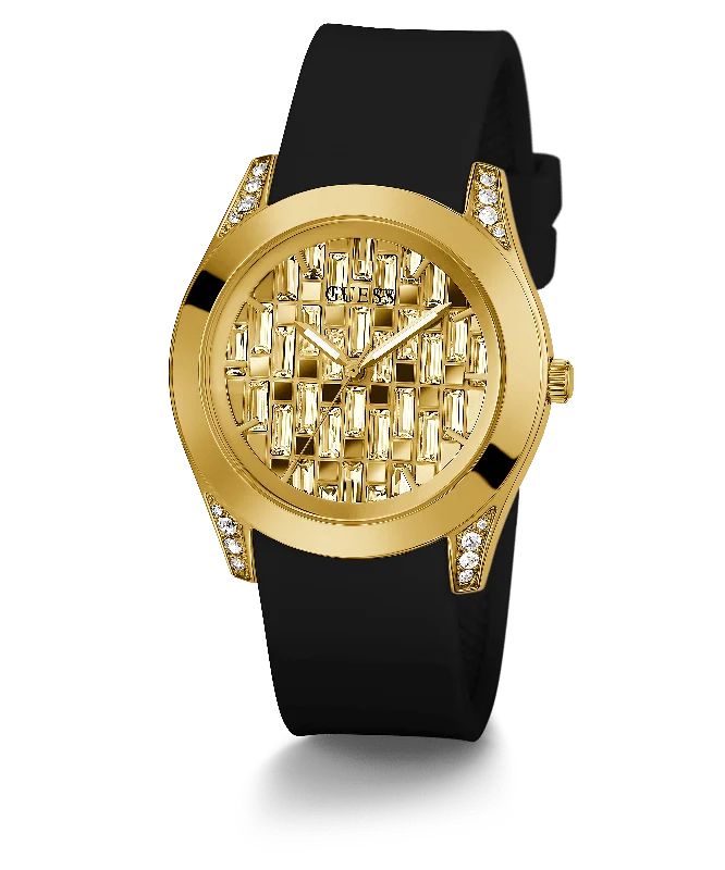 Guess Clarity Gold Tone Case Silicone Women's Watch GW0109L1