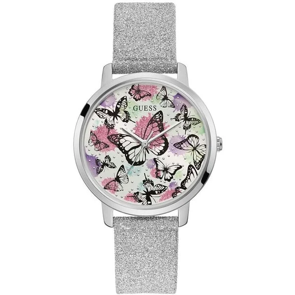 Guess Mariposa Silver Leather Women's Watch GW0008L1