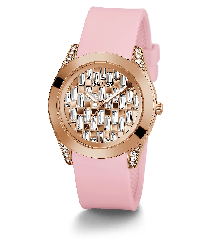 Guess Clarity Pink Tone Silicone Strap Women's Watch GW0109L2