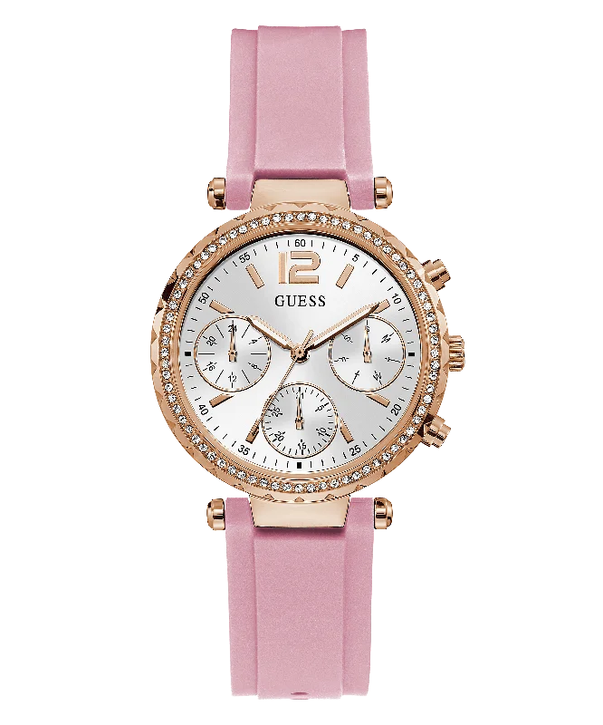 Guess Solstice Rose Gold Silicone Women's Watch GW0113L4