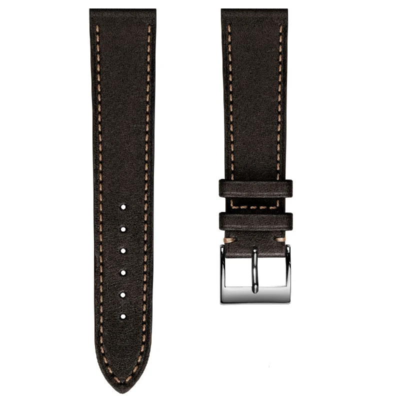 Leuven Cavallo Flat Handmade Horse Leather Watch Strap - Chocolate Brown