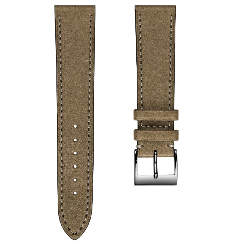 Leuven Cavallo Flat Handmade Horse Leather Watch Strap - Beige