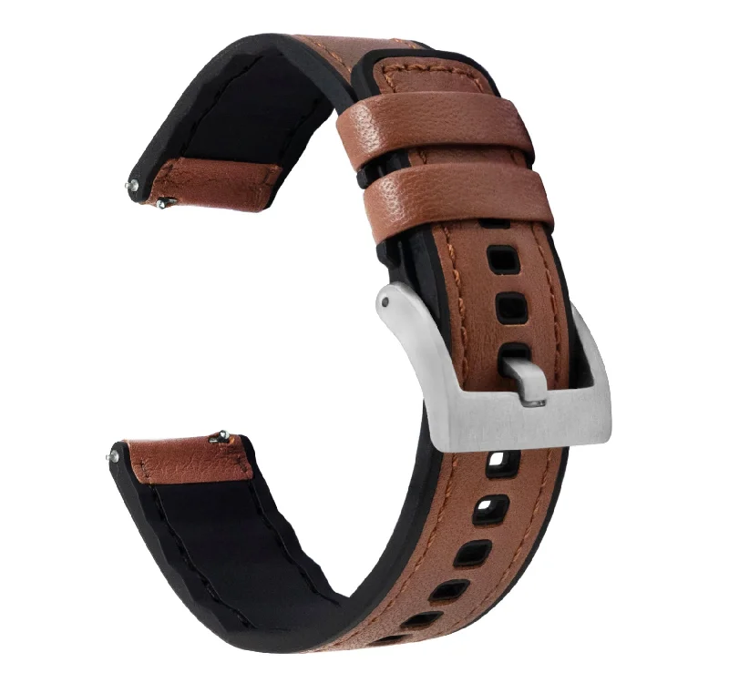 Light Brown Pittards Water Resistant Leather Silicone Base Watch Band