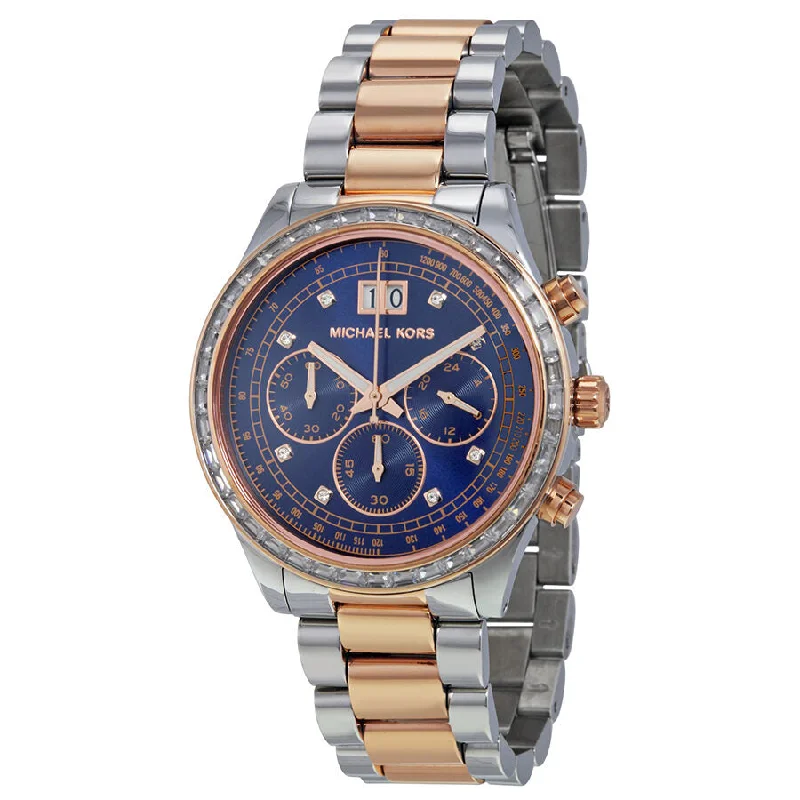 Michael Kors Brinkley Navy Dial Two-tone Ladies Watch MK6205