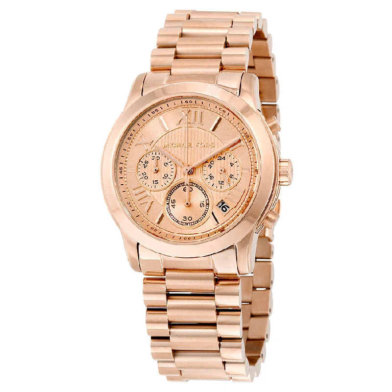 Michael Kors Cooper Chronograph Rose Dial Rose Gold-tone Ladies Watch MK6275