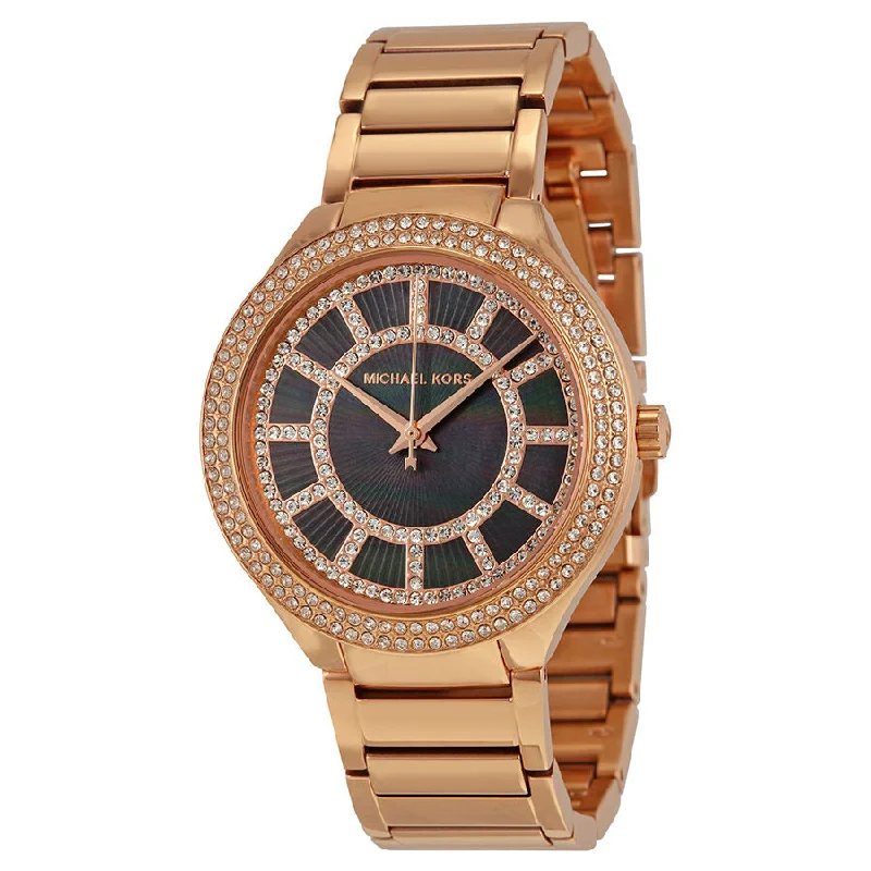 Michael Kors Kerry Black Mother of Pearl Dial Rose Gold-tone Stainless Steel Ladies Watch MK3397