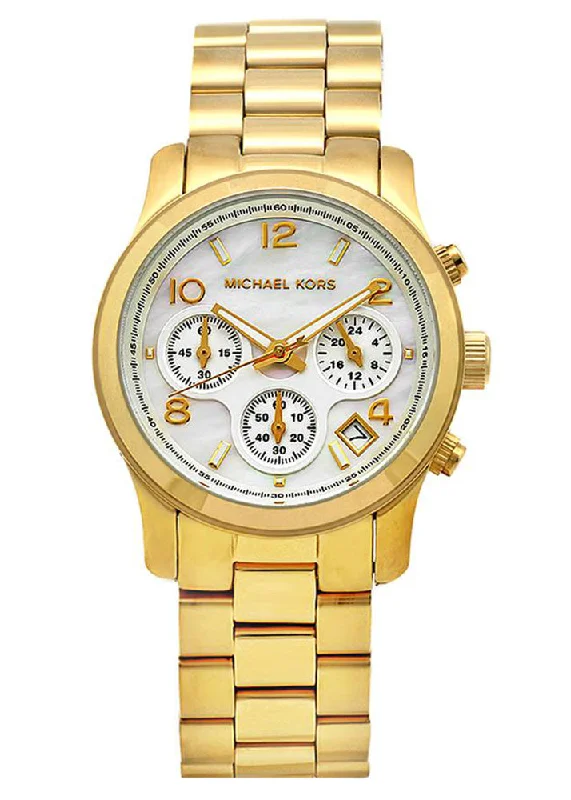 Michael Kors Mother Pearl Chrono Gold Watch MK5305