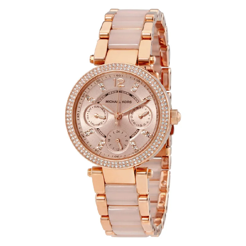 Michael Kors Parker Mini Multi-Function Rose Dial Ladies Watch MK6110