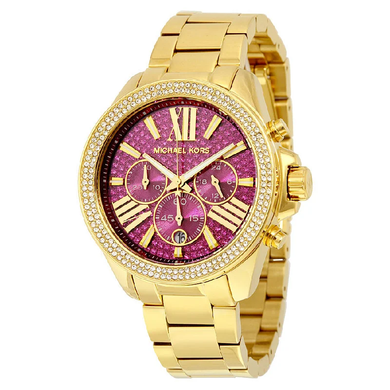 Michael Kors Wren Fuchsia Crystal Pave Gold-tone Stainless Steel Ladies Watch MK6290