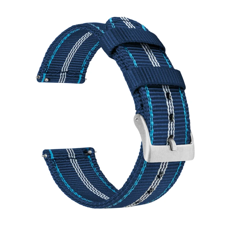 Navy Aqua Blue Two Piece NATO® style Watch Band