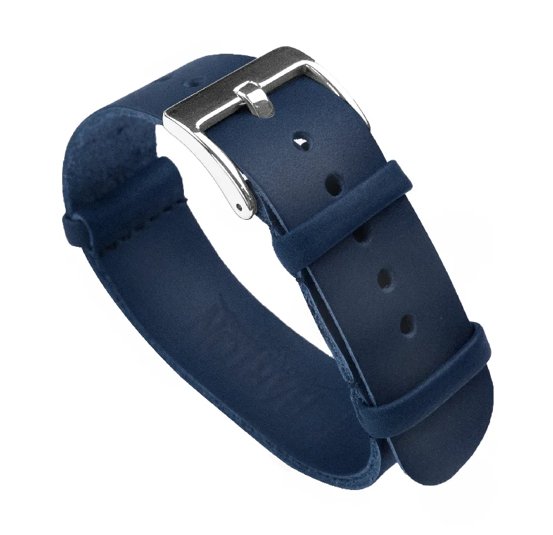 Navy Blue Leather NATO® style Watch Band