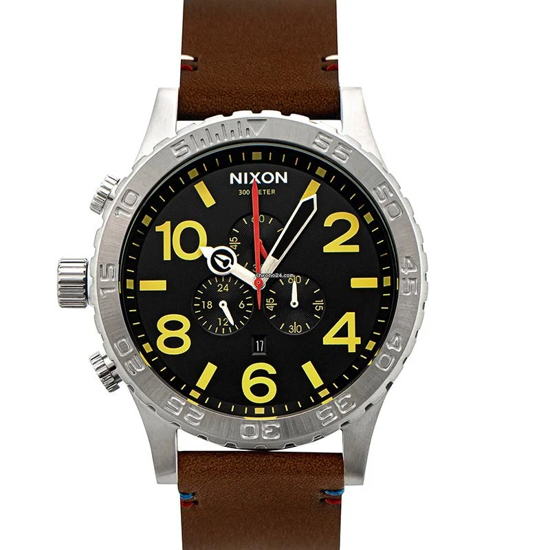 Nixon 51-30 Chrono Black Dial Brown Leather Men's Watch A124-019