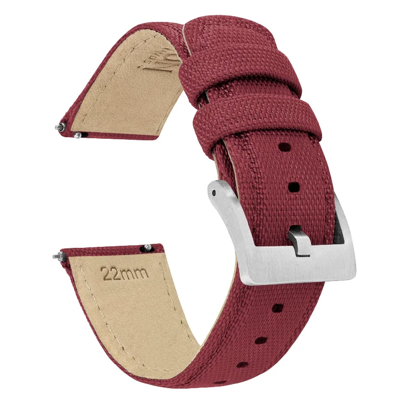 Raspberry Red Sailcloth Quick Release Watch Band (22mm, 23mm, 24mm SALE)