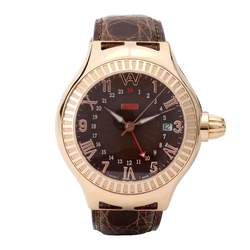 Watch - Aire Parlay Automatic GMT Swiss Made 18-Karat Solid Gold Watch For Men And Women - RED  GOLD®