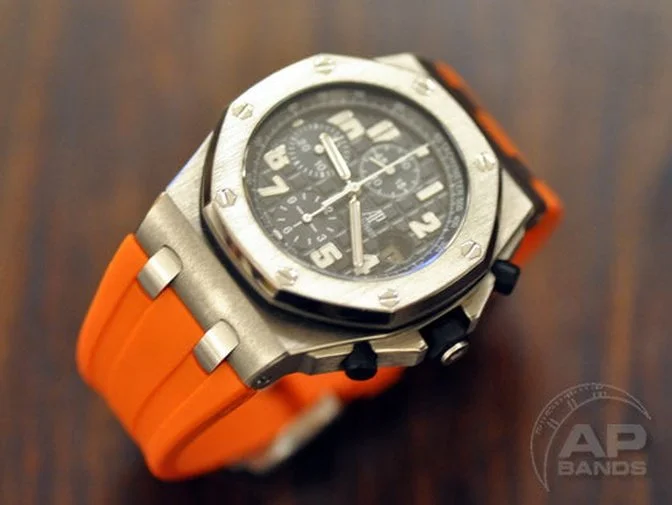 Scuta 100% Rubber Strap Orange For Audemars Piguet Royal Oak Offshore