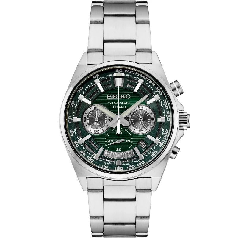 Seiko Essentials 41mm Chronograph, Green Dial/Steel SSB405