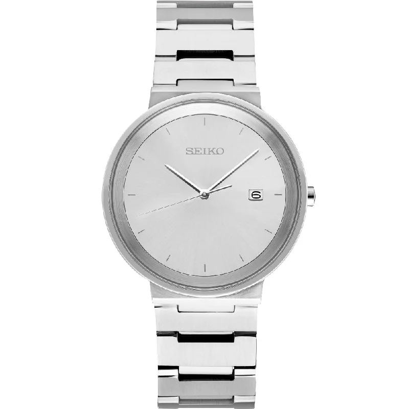 Seiko Essentials Contemporary Silver Sunray Dial SUR483