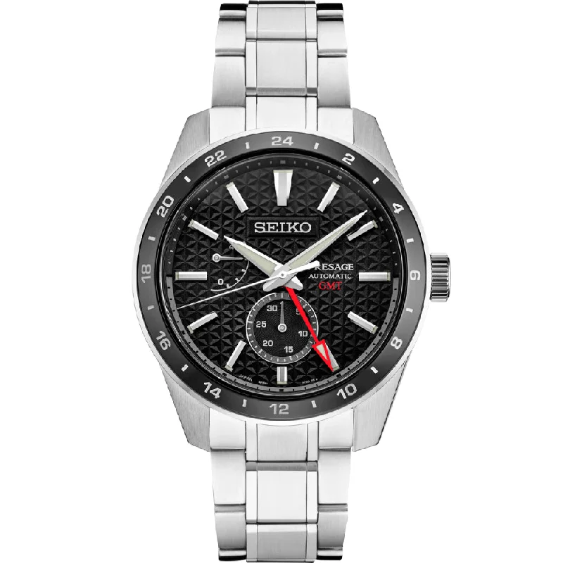 Seiko Presage Sharp-Edged Series GMT Black Dial SPB221