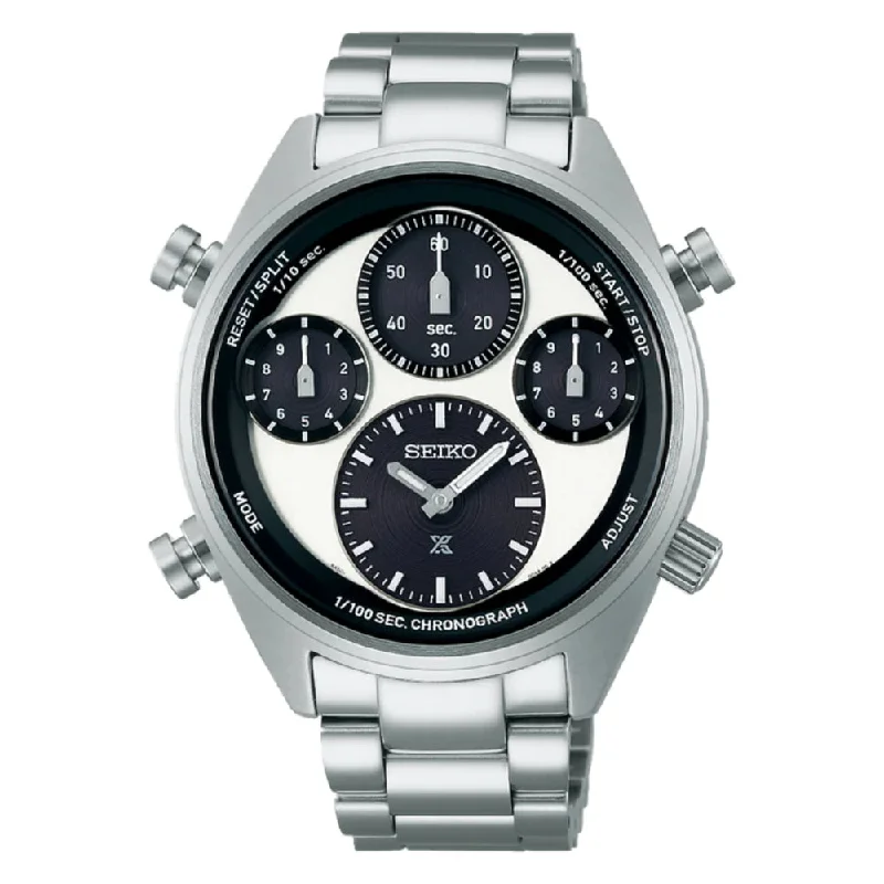 Seiko Prospex Speedtimer 42mm Solar Chronograph - Black & White Dial/ Steel Bracelet