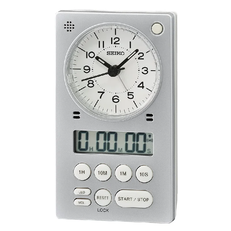 Seiko QHE190-S Stopwatch Table Clock