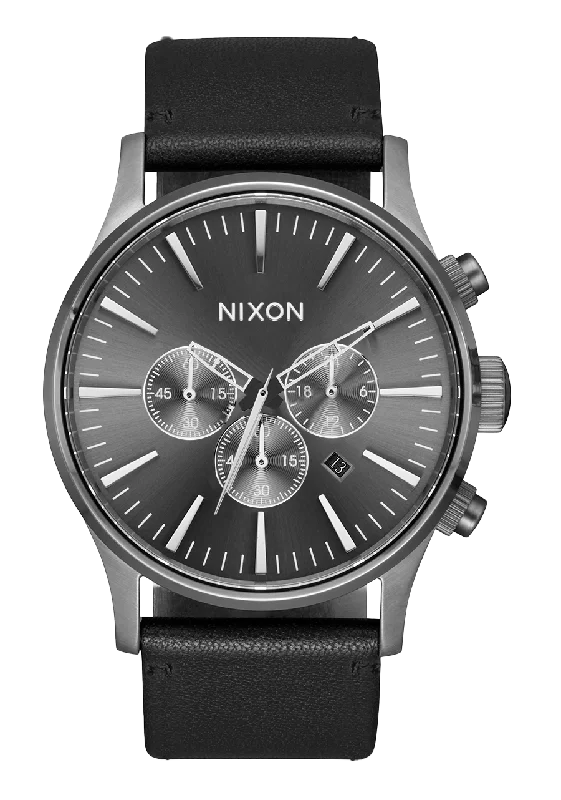 Sentry Chrono Leather - All Gunmetal / Black