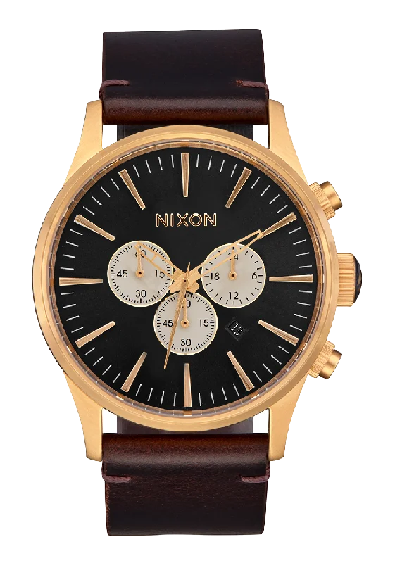 Sentry Chrono Leather - Gold / Indigo / Brown