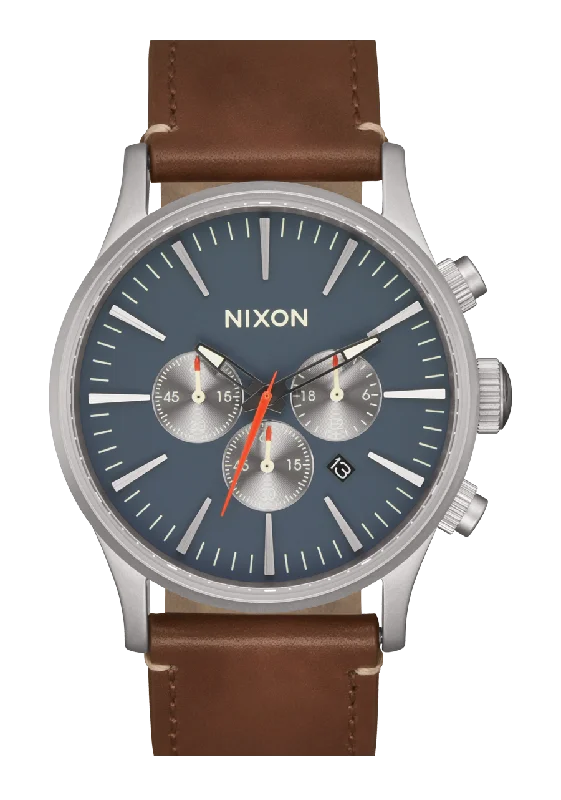 Sentry Chrono Leather - Lt Gunmetal / Basalt / Sienna